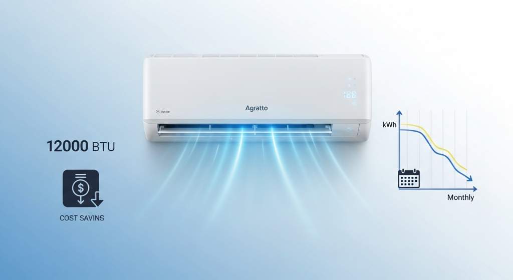 Qual é o consumo de energia mensal de um ar-condicionado Agratto 12.000 BTUs? 1 Qual é o consumo de energia mensal de um ar-condicionado Agratto 12.000 BTUs?