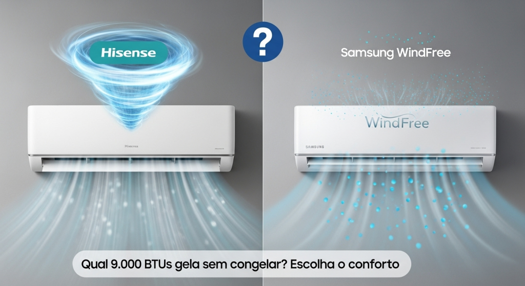 💨 Hisense vs Samsung: Qual 9.000 btus gela sem congelar (WindFree)? Escolha o conforto. 1 💨 Hisense vs Samsung: Qual 9.000 btus gela sem congelar (WindFree)? Escolha o conforto.